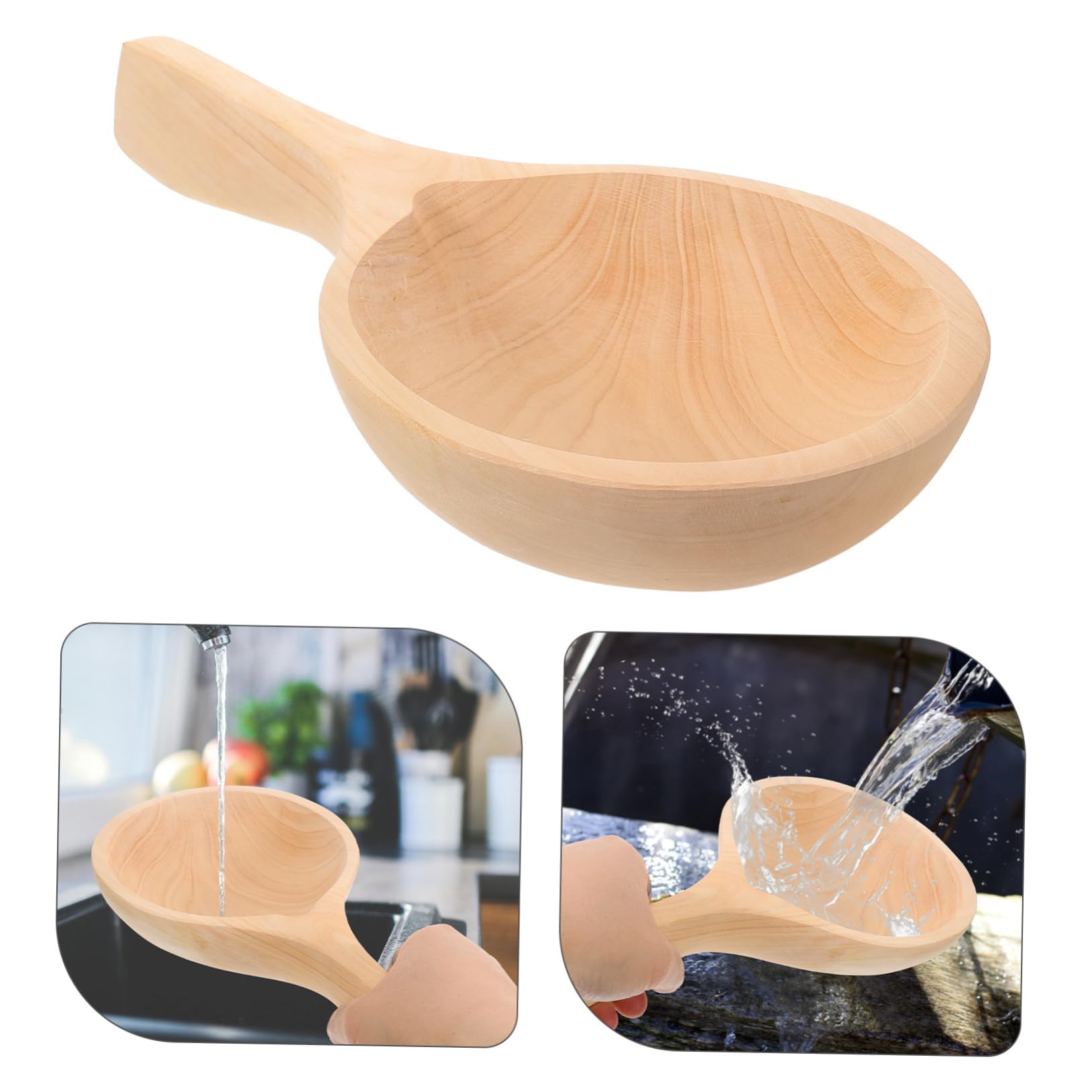 Cucharón de Madera para Agua y Arroz, Diseño Único Beige | Uso en Cocina y Cantina, Acabado Artesanal, Formato Práctico y Ergonómico