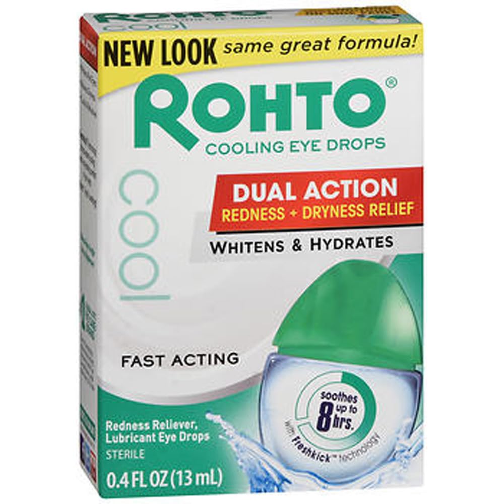 Rohto Fast Acting Redness Reliever Cooling Eye Drops 0 4 Oz 2 Pack