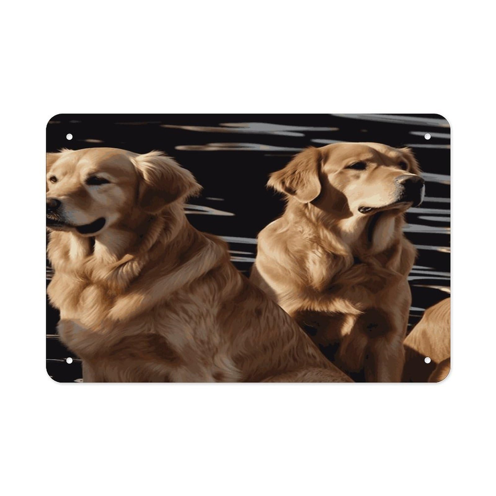 Fekiloot Style Golden Retrievers Metal Signs Wall Art Tin Sign