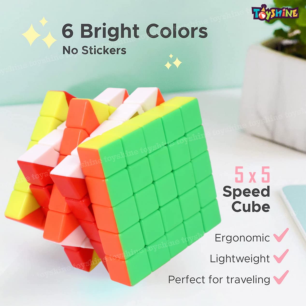 Toyshine 5x5 Speed Cube Stickerless Magic Puzzle Speedy Stress Buster Brainstorming Toy Puzzle for Kids & Adults