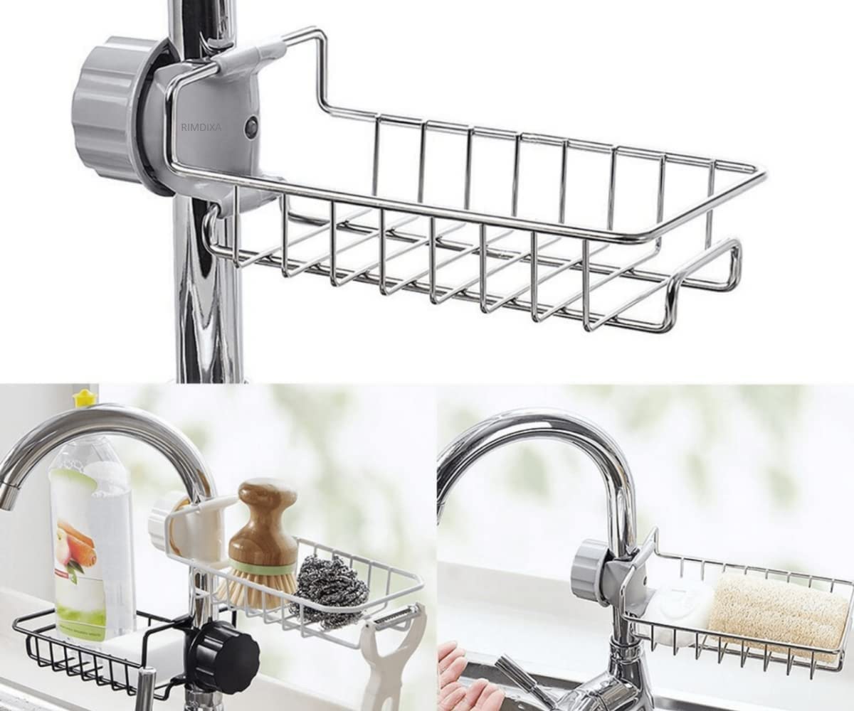 RIMDIXA Stainless Steel Adjusting Multifunctional Kitchen Faucet Sponge Holder, Hanging Sink Organizer Caddy Rack,Towel Holder,Faucet Caddy for Bathroom(Pack of 1) (B0B6BQ5YTY) Amazon Price History, Amazon Price Tracker