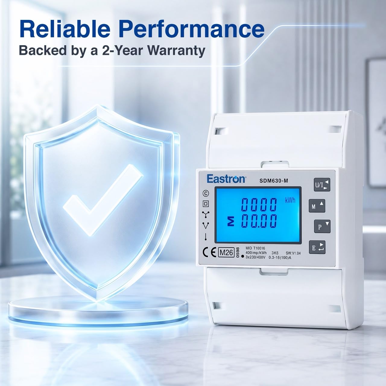 Eastron SDM630Modbus-V3 - Contatore di corrente trifase digitale per guida DIN, multifunzionale, bidirezionale con 2x S0, RS485 Modbus-RTU