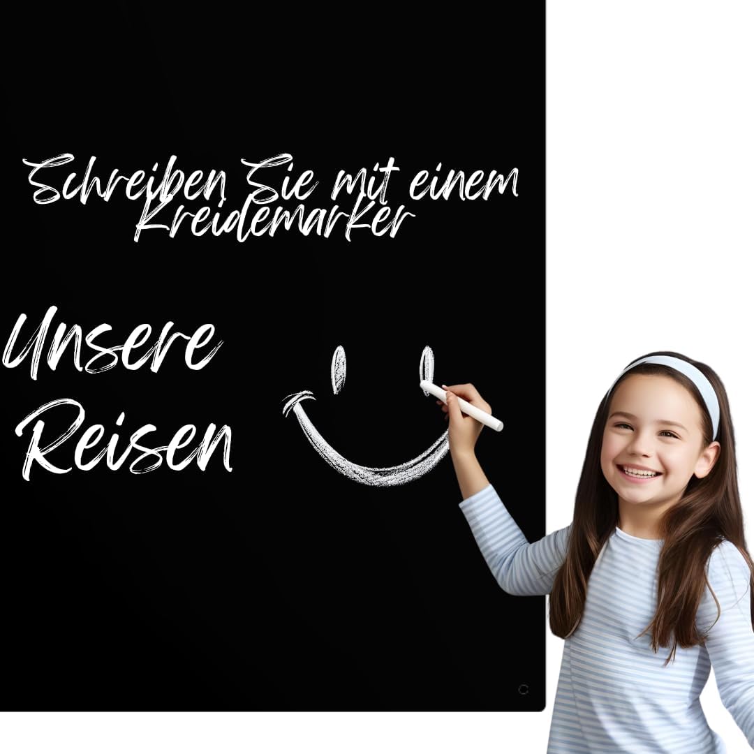 Magnettafel Schwarz 85x50cm Unsere Reichen, Metall Magnetische Tafel, Magnetboard, Magnetwand, Wandmontage, für Wohnzimmer, Küche Flur Kinderzimmer Büro, Tafel für Touristenmagnete Notizen und Fotos