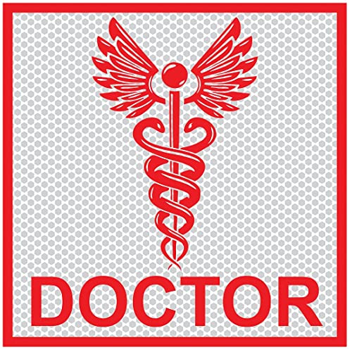 Image of CVANU Doctor Reflective Vinyl Exterior Decal for Vehicle 2pcs (11x11cm) Red cv3