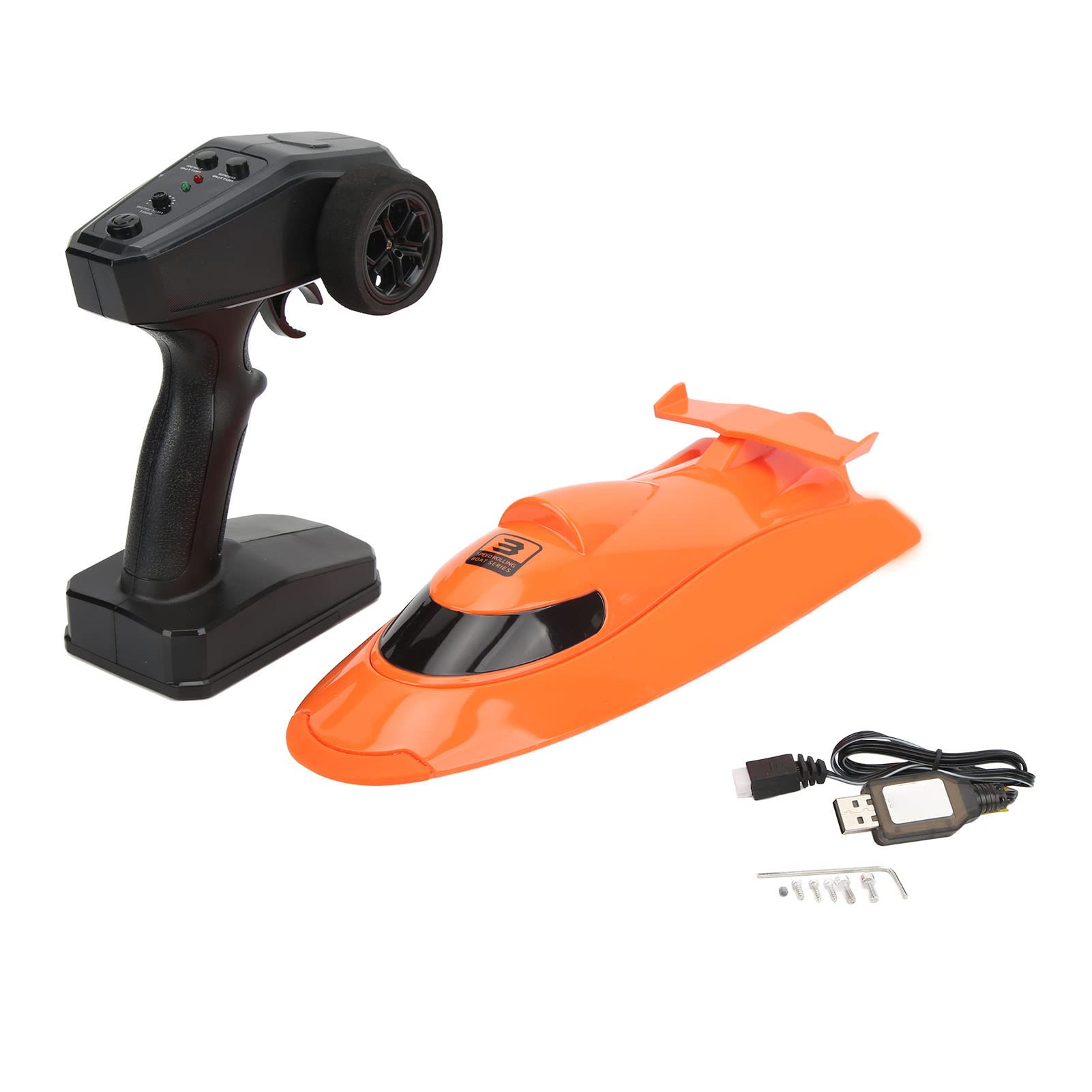 Barca RC Barca da Regata Elettrica Veloce Impermeabile 30 Km/H per Bambini Adulti Materiale ABS 4 2,4 GHz (Arancia)