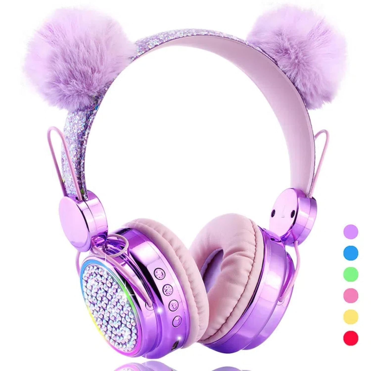 Kids Headphones Wireless Bluetooth 5.3 Colorful LED Lights Over-Ear 85dB Volume Limited Girls Headphones for Children/Teens/Gift/School/Tablet/Travel (Purple) Kids Headphones Wireless Bluetooth 5.3 Colorful LED Lights Over-Ear 85dB Volume Limited Girls Headphones for Children/Teens/Gift/School/Tablet/Travel (Purple)