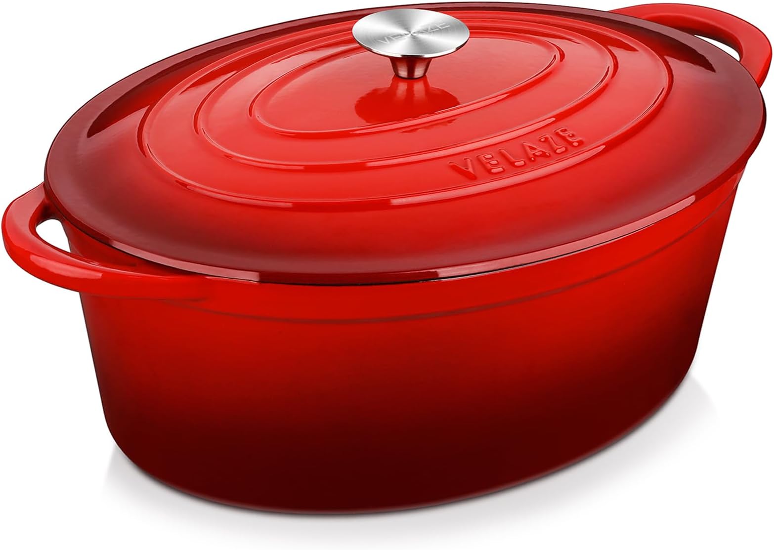 Velaze Casserole Dishes, Dutch Oven for Home Baking, Non-Stick Cast Iron, Braiser, Cooking, 34cm/7.5L(Red)