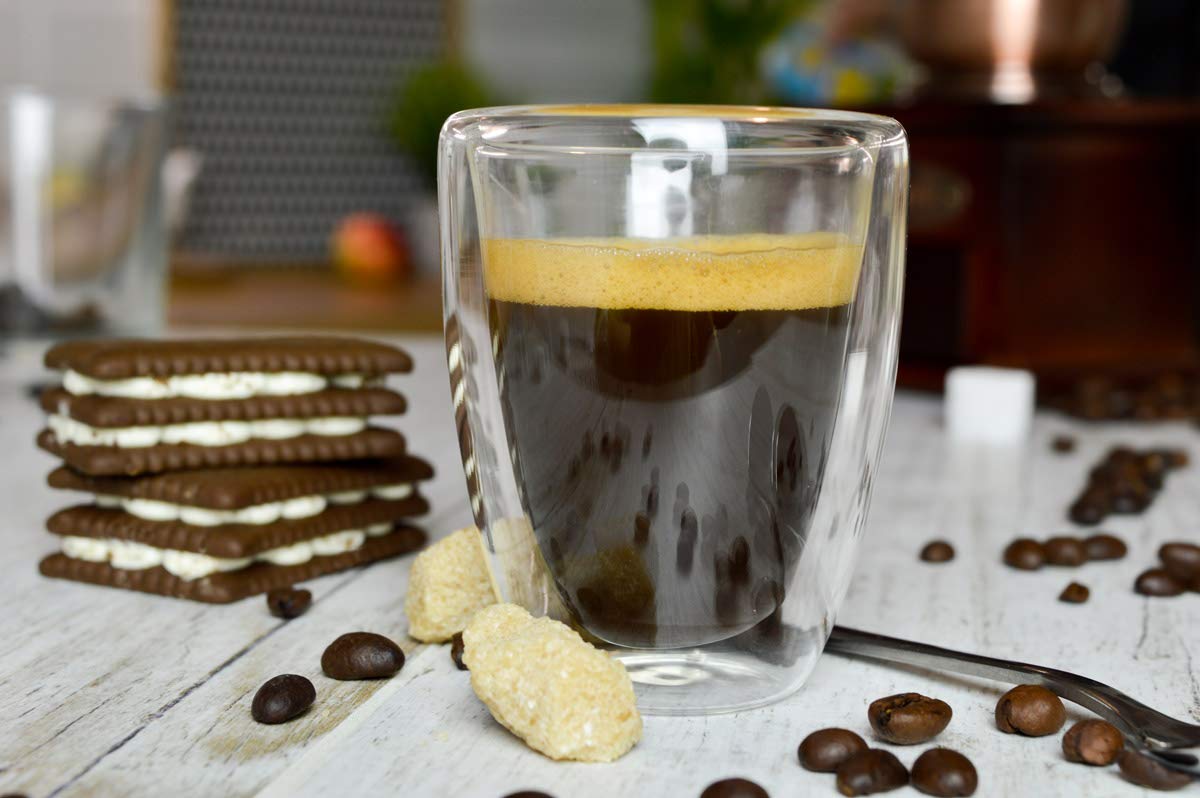 Sendez Set 6 Bicchieri Per Espresso In Vetro Pressato - 90 Ml, Trasparenti, Lavabili In Lavastoviglie, Eleganti Per Casa E Bar
