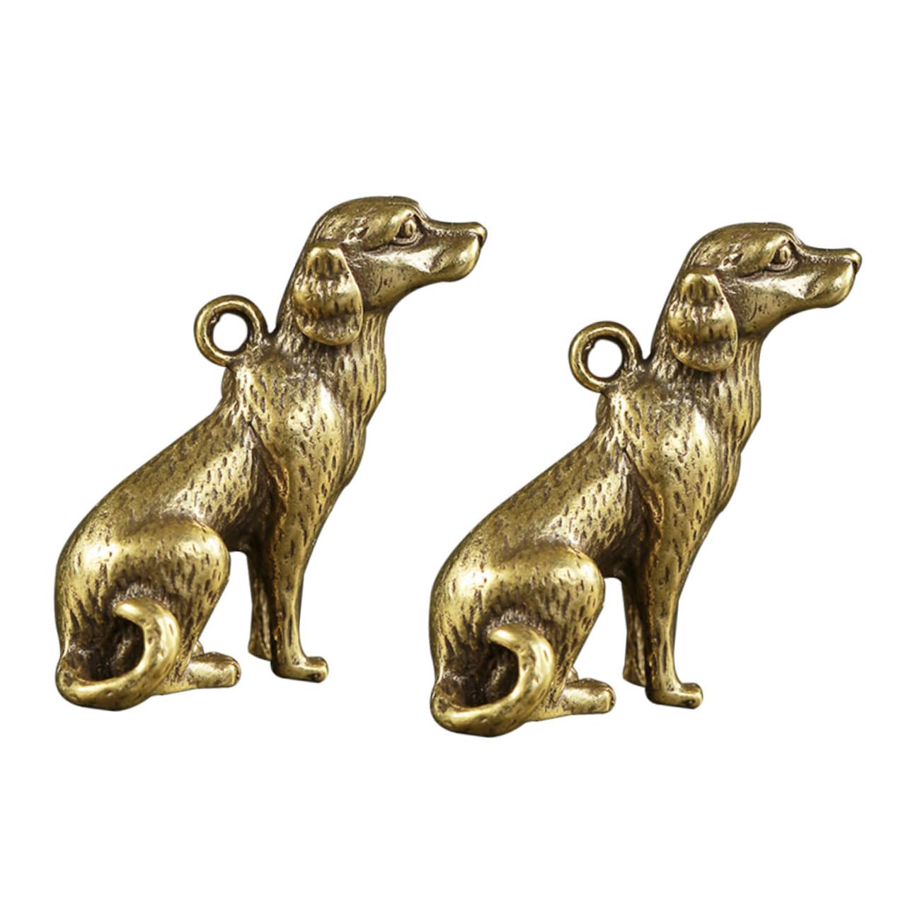ARTIBETTER 2pcs Brass Dog Pendants Unique Craft Ornaments for Keychains Necklaces Home Decor Durable Detailed Design for Pet Lovers