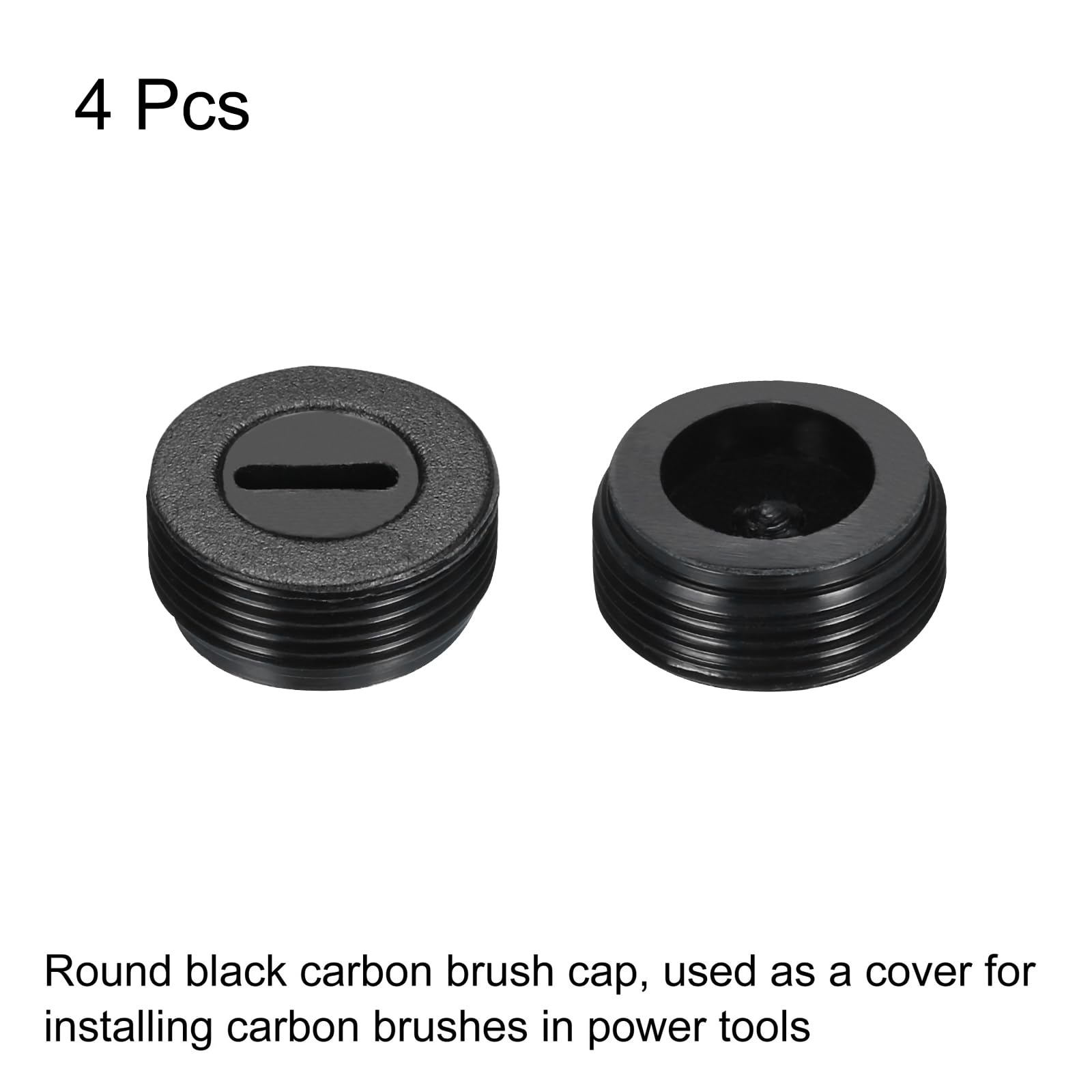 QUARKZMAN Tappo Portaspazzole in Carbone Copertura Plastica per Spazzola Elettrica del Motore Filo Nero Diametro Esterno 17,5mm/0,3 Inch/0,71" Altezza 8mm Height, Pack of 4pz