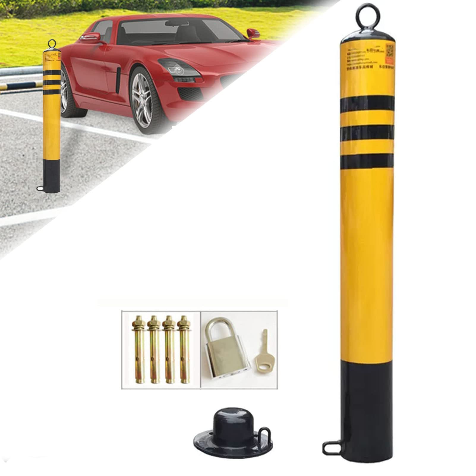 Poteau de sécurité robuste en acier pour aménagement de parking