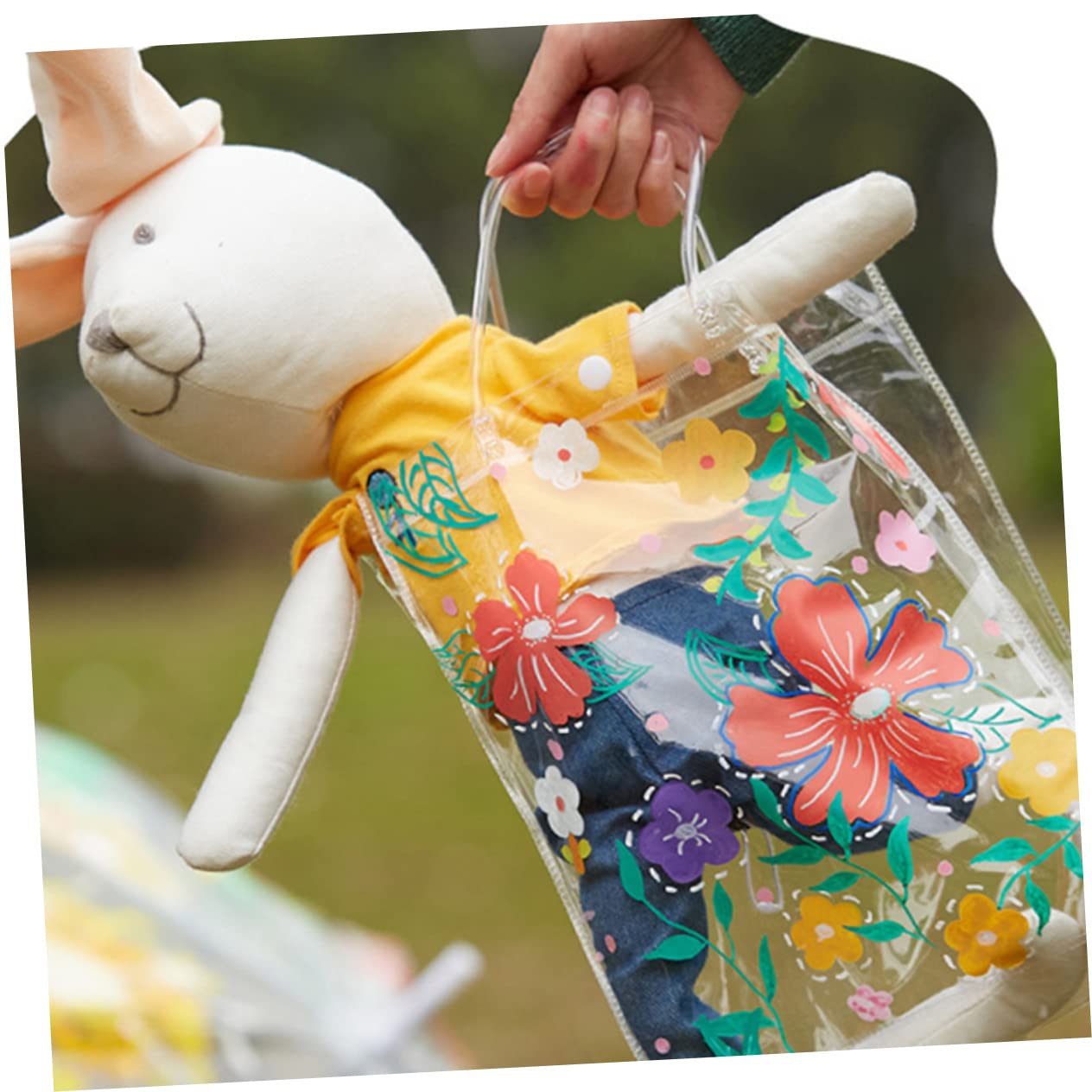 HEMOTON 12piezas Bolsas Tote Transparentes para Niño Niña para Pintar y Decorar Familia Material Ligero y Resistente para Manualidades y Almacenamiento