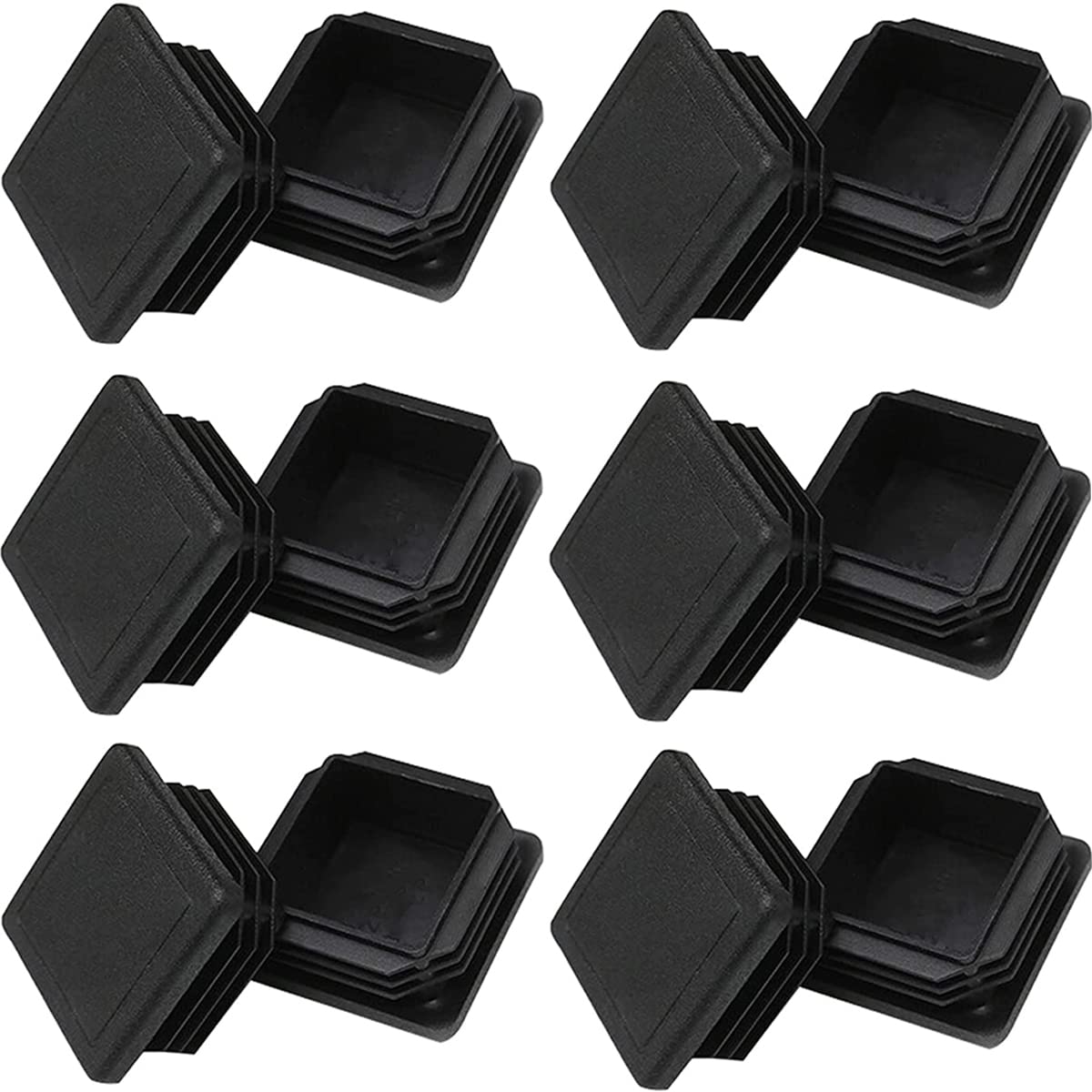 COZIRAE Insert Caps for Square Pipe Plugs Plastic Hole Plugs End Plugs Caps Square for Fence Slide Insert for Pipe Posts Chair Legs and Furniture (12 Pack) (30 x 30 mm),Black