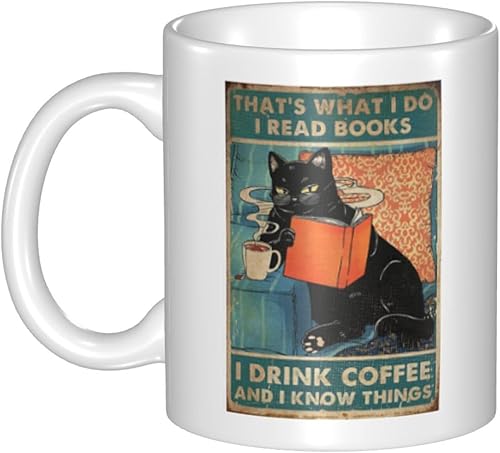 Miniatura 1 de Taza de café Cat Lovers Cat That's What I Do I Read Books i Drink Coffee and I Know Things, taza blanca, 11 onzas