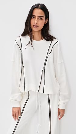 R13 Women's Zippered Crew Neck Pullover