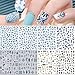 JMEOWIO Bleu et Blanc Porcelaine Nail Art Sticker Ongles 8 Feuilles 3D Auto-Adhésif Rétro Éléments Tigre Lion Dragon Fleurs Motifs DIY Conception Nail Décoration pour Femmes Filles