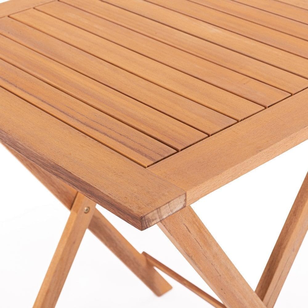 LOLAhome Mesa de jardín Resistente y Plegable Cuadrada de 60x60x72 cm, para 2-4 Personas | De Madera natual sostenible de Acacia con FSC | para Exterior, jardín, terraza, balcón o Piscina | Kate