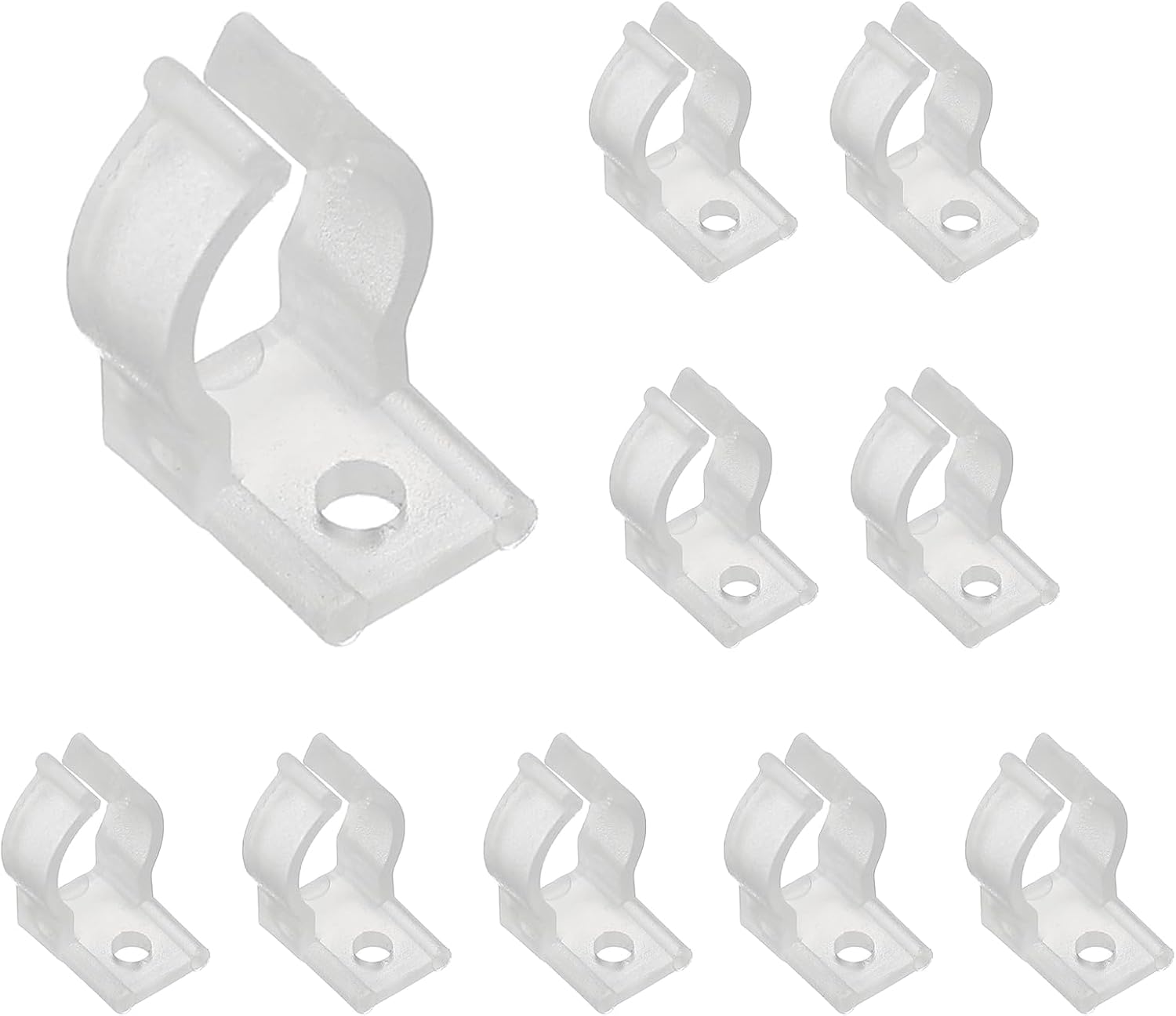 HARFINGTON 20 Pcs T4 U Clips Holder Bracket for LED Light Bulbs PP LED Fluorescent Tube Replacement Mounting Accessories with Screw 0.05" Thick for Lamp Holder Support Pipe, Transparent