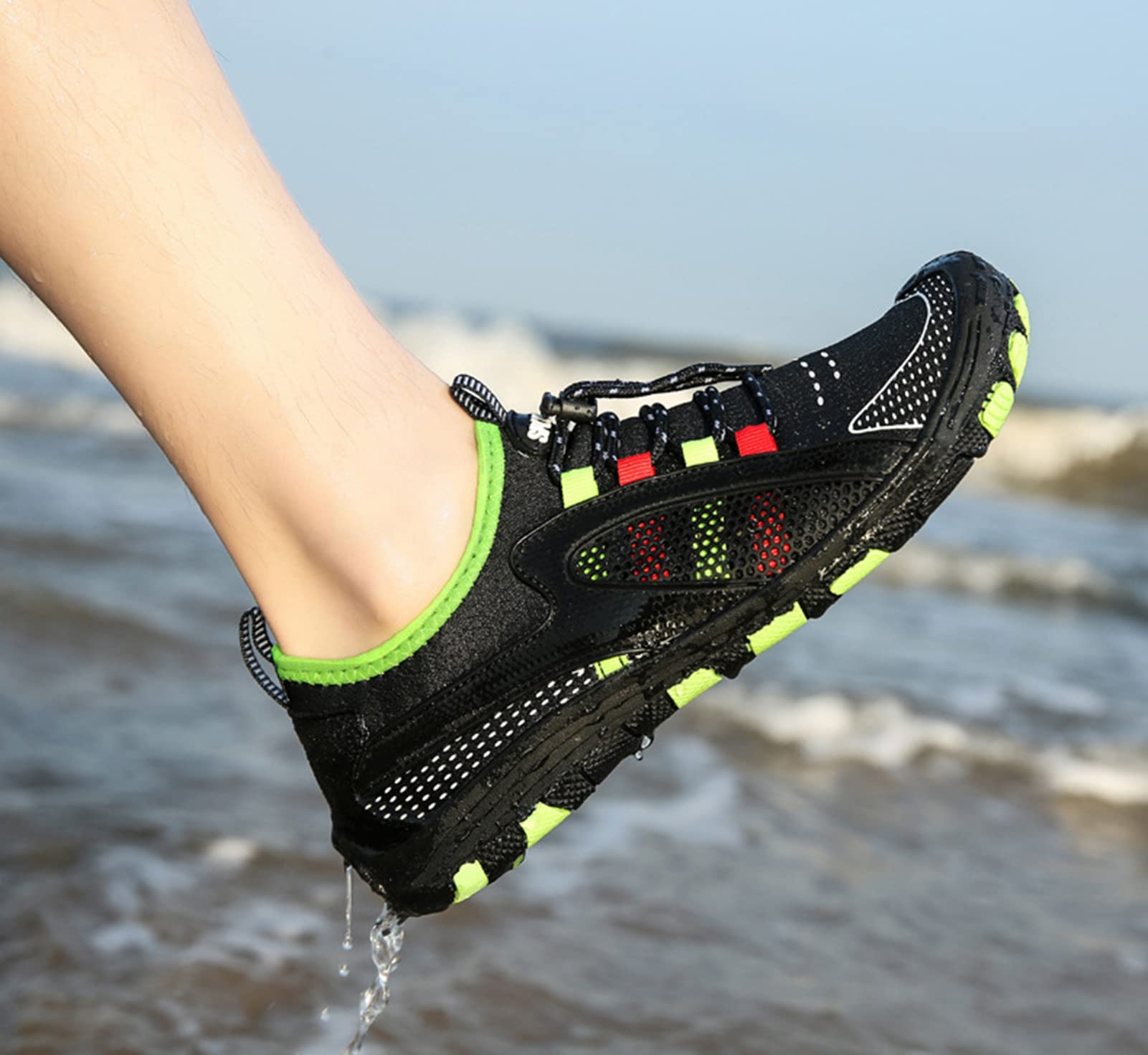 Zapatos Acuáticos Descalzos, Calcetines De Cuero, Zapatillas Acuáticas De Secado Rápido para Hombres Y Mujeres, Natación, Yoga Neutro, Carrera En La Playa, Snorkel(35 EU, Black)