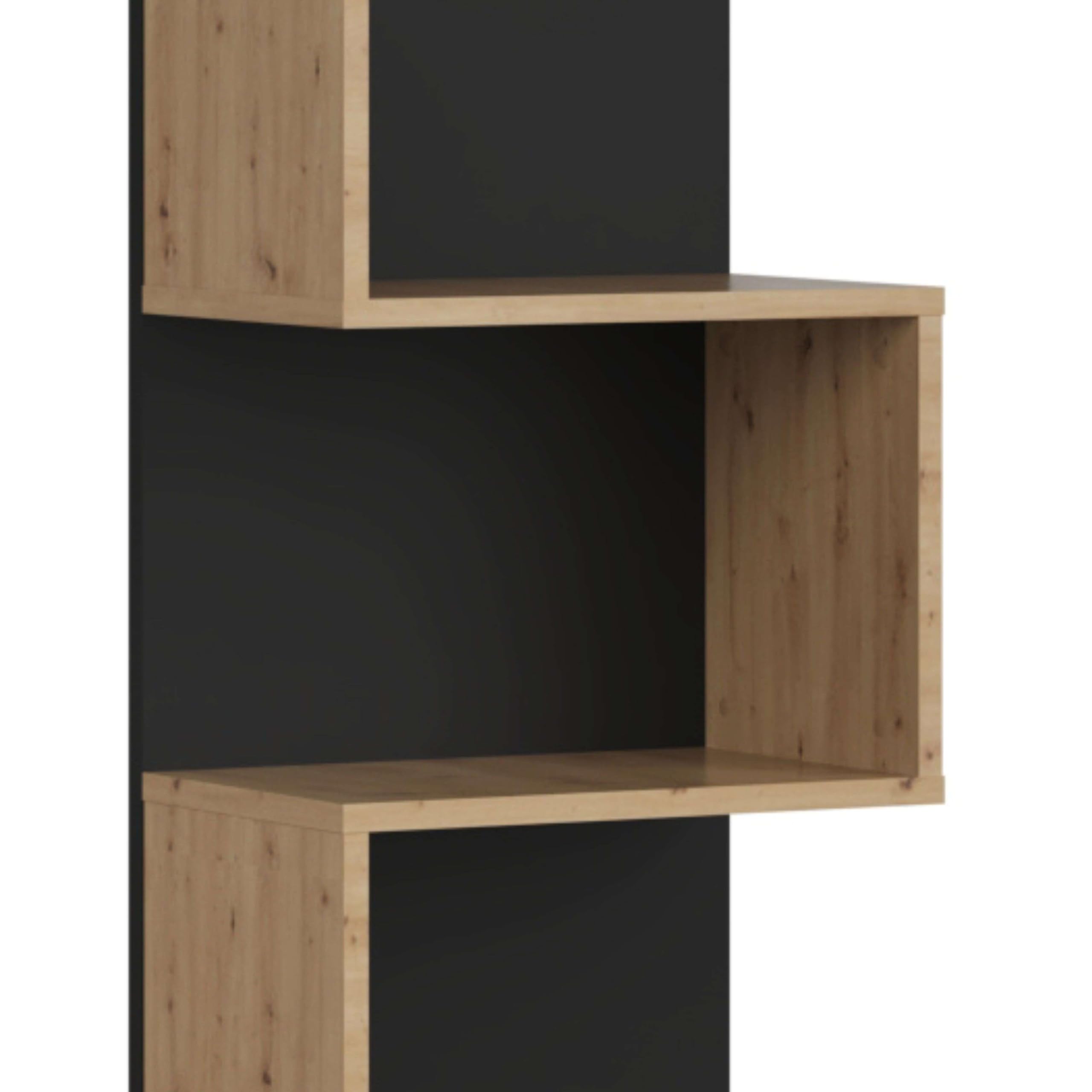 Miroytengo Módulo de TV para Salón Comedor Snake Estilo Industrial en Color Roble Artesano y Negro con 4 Estantes 160x130x29 cm