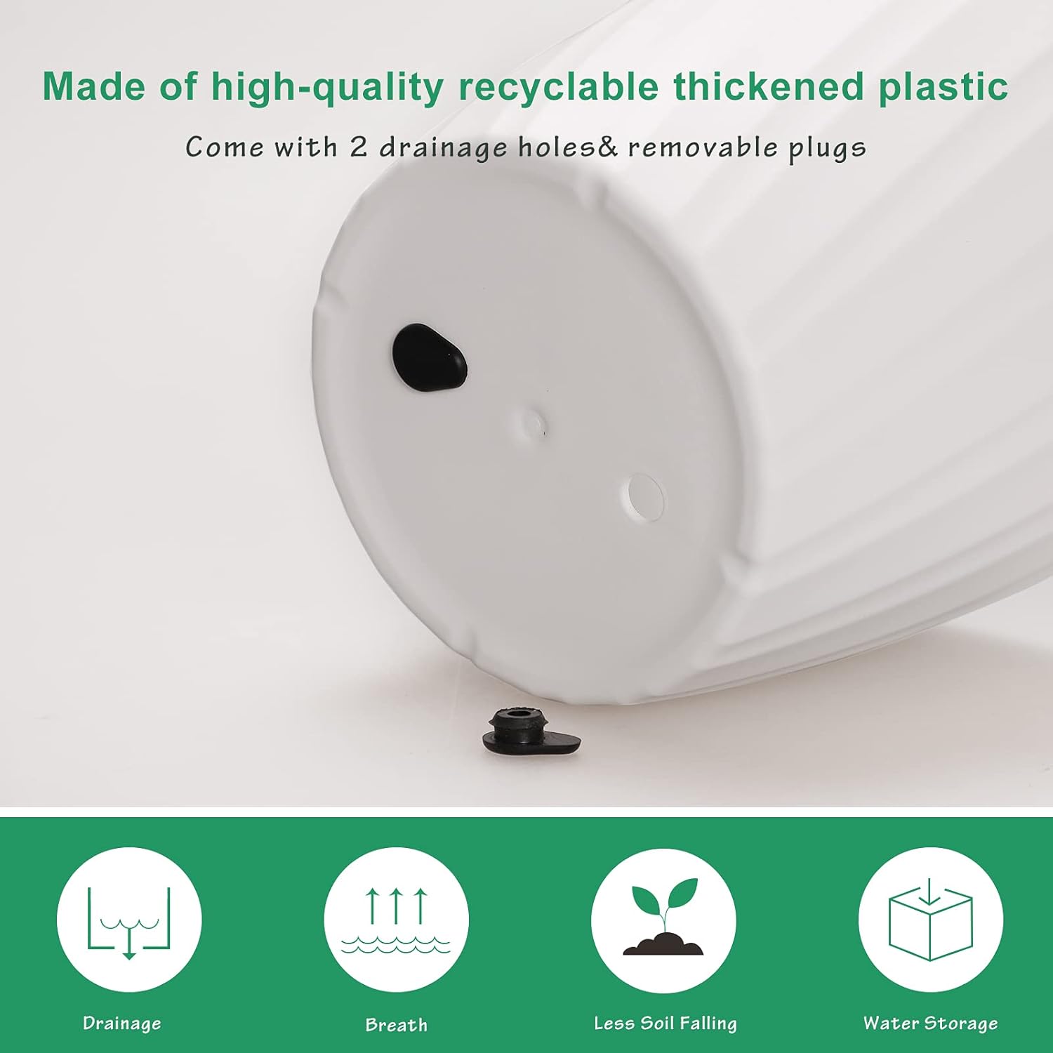 QQpony 4 Packs Hanging Planter Set with 4 Heavy Duty Metal Hooks, Thicken Plastic Hanging Planter Basket with 2 Drainage Holes, Hanging Flower Pots for Home Garden& Office Decoration- White : Patio, Lawn & Garden