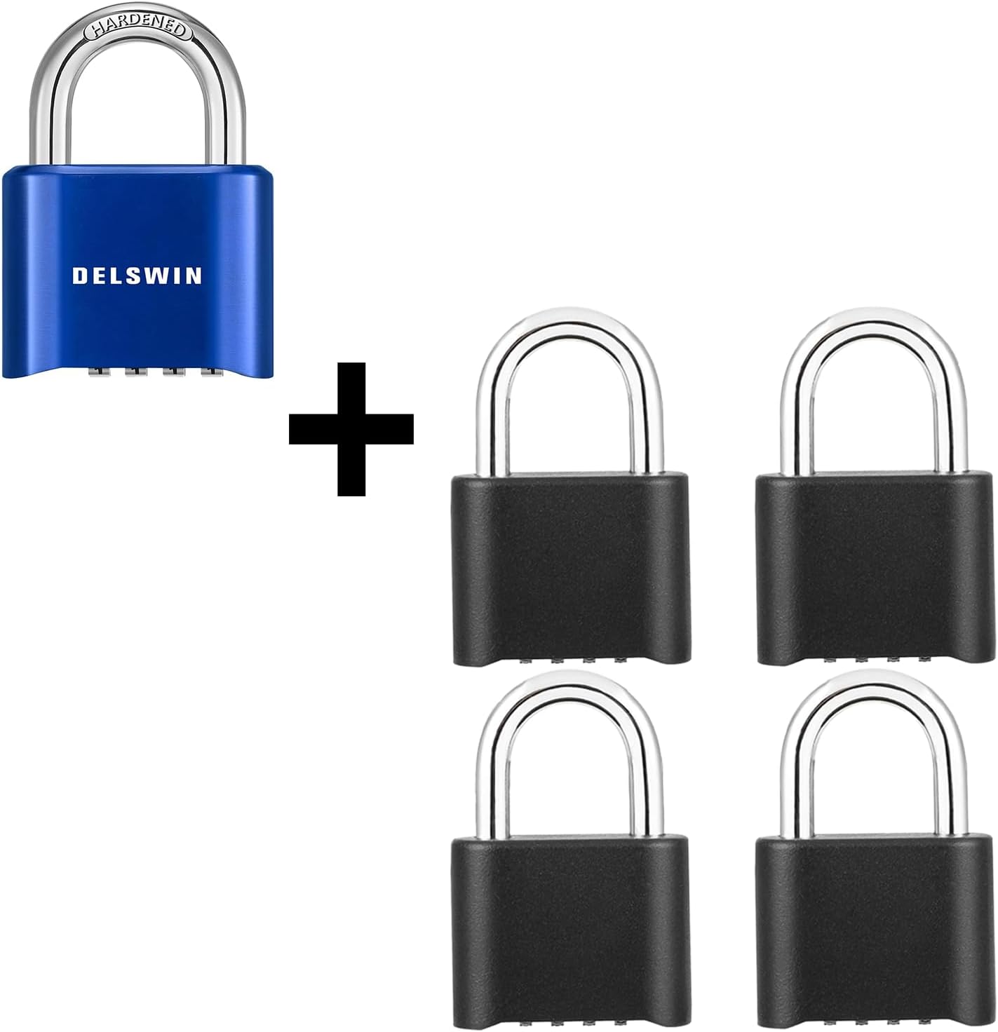 DELSWIN Heavy Duty Combination Padlock Locker Lock for Outdoor, School Gym Locker, Fence, Shed, Gate (5 Pack)