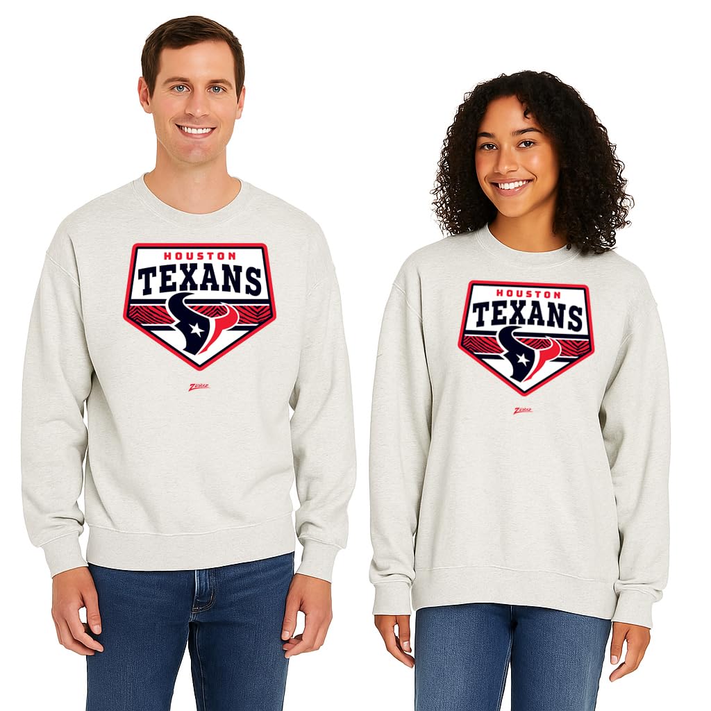 Zubaz NFL Unisex Adult Men's & Women's Pullover Fleece Crew Neck Sweatshirt - Oatmeal Heather, Black