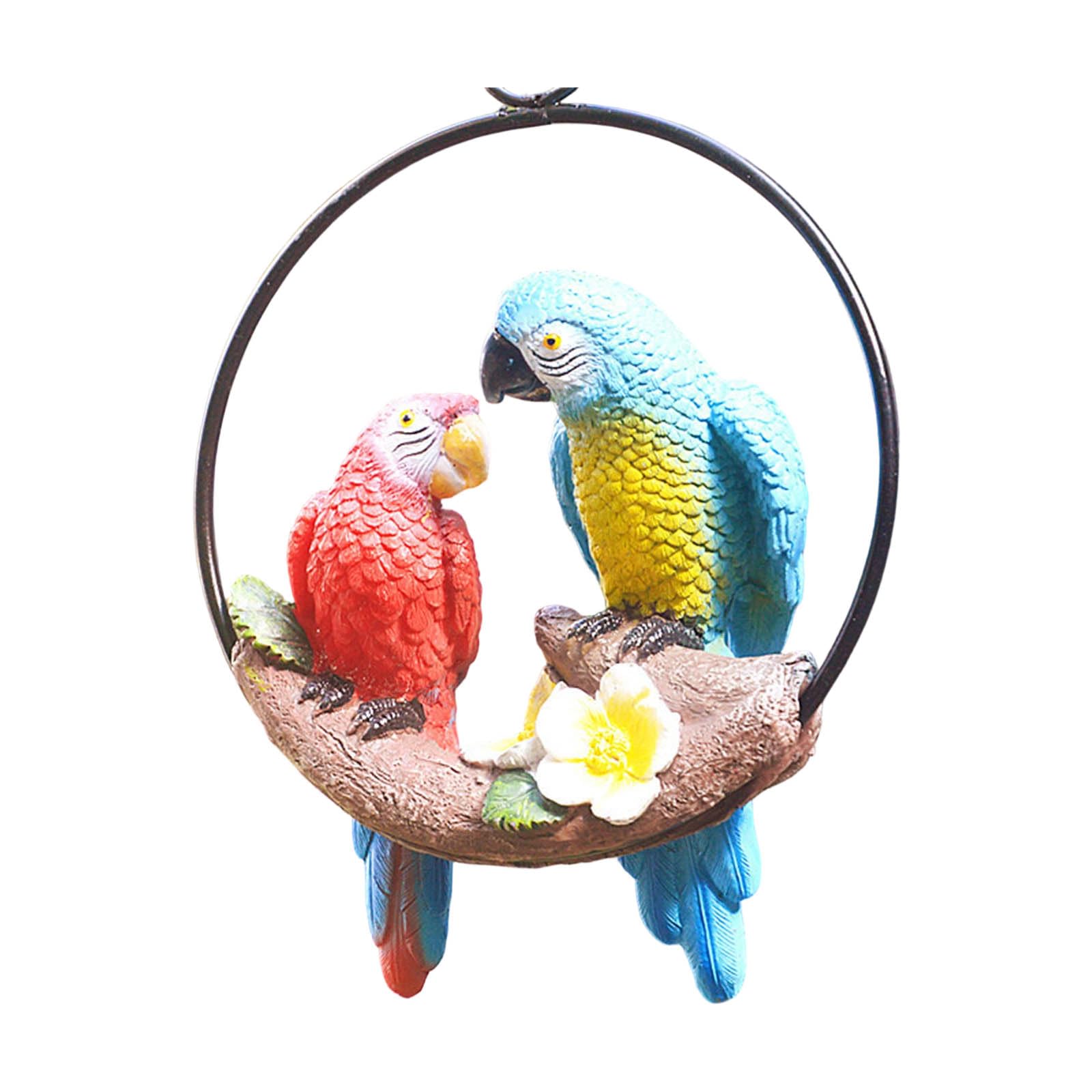 Simulation Macaw Parrots Statue Hanging Ornament Weather Bird Pendants for Garden Backyard Patios Decoration Backyard Decoration