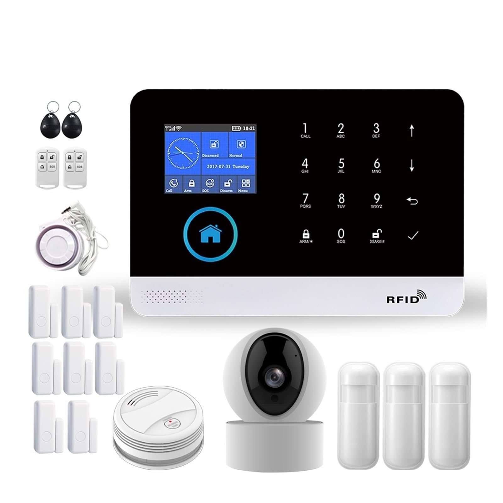 Systemy BezpieczeńStwa W Domu System Alarmowy Tuya GSM Bezprzewodowe Bezpieczeństwo W Domu Z Detektorem Kamery IP WiFi Rozbroienie Karty RFID(E..)