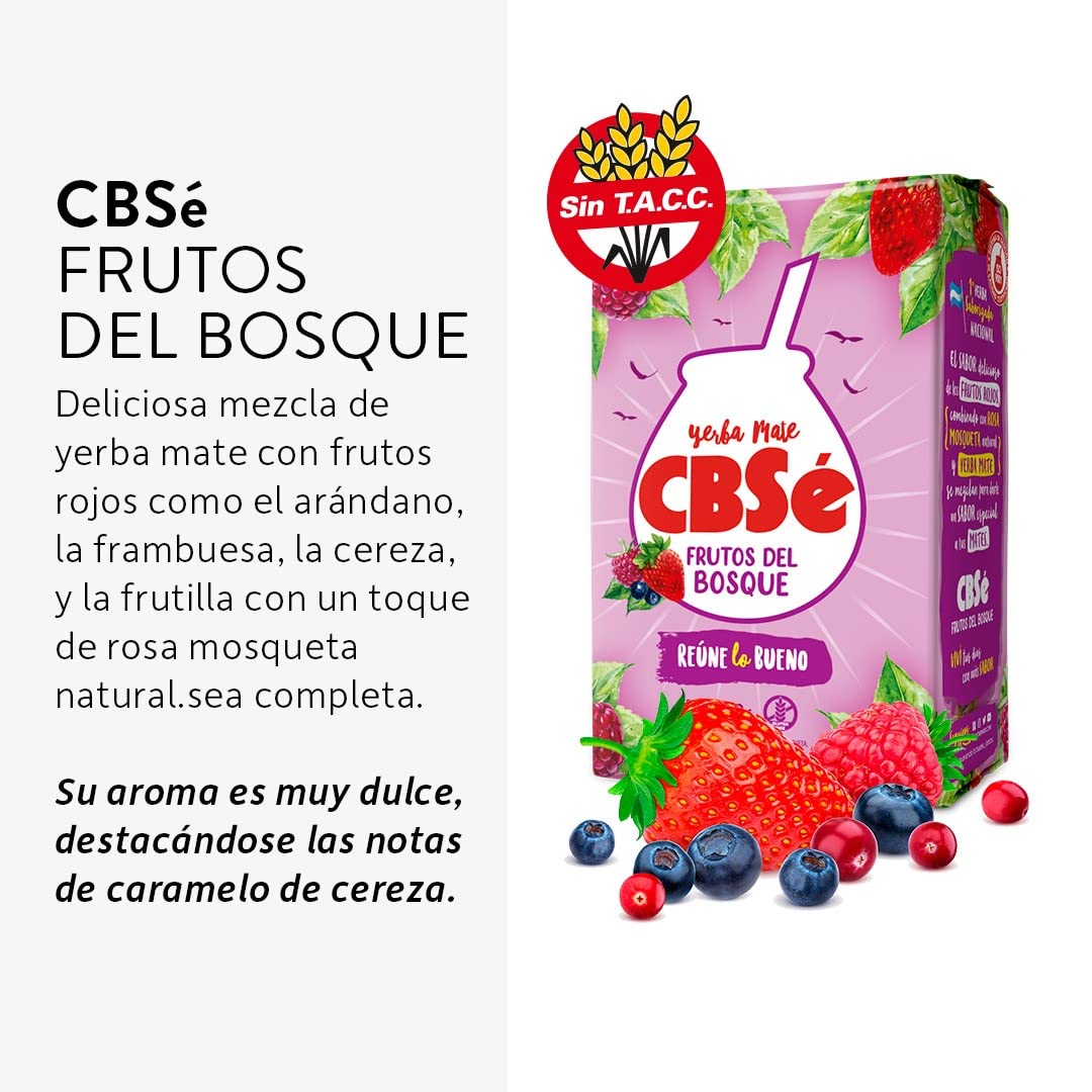 Qumir Pack de Yerba Mate Cbse Frutos del Bosque de 500g + Cbse Guarana de 500 grs - 2 Unidades - Total 1 Kg de Yerba Mate