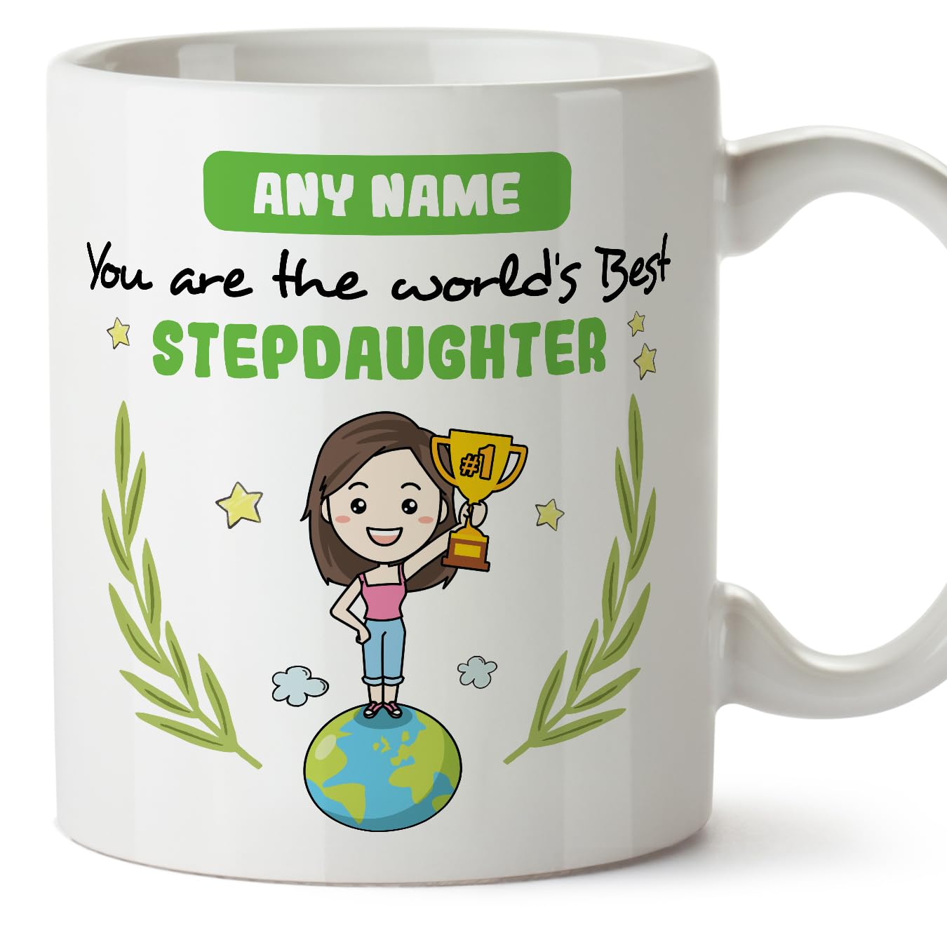 MUGFFINS Personalised Mug for Stepdaughter - in English - You are World's Best - Funny Custom Gift - Ceramic 11oz Mug