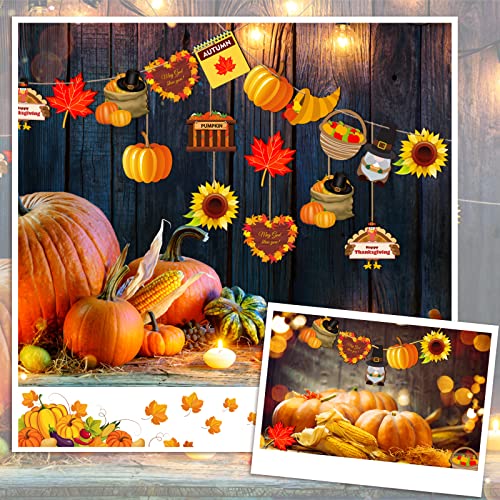 image for Yalikop 24 Pieces Thanksgiving Wooden Ornaments Pumpkin Hanging Orname