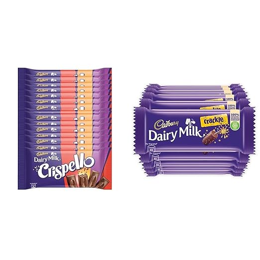 Cadbury Dairy Milk Crispello Chocolate Bar, 35g Pack of 15 & Cadbury