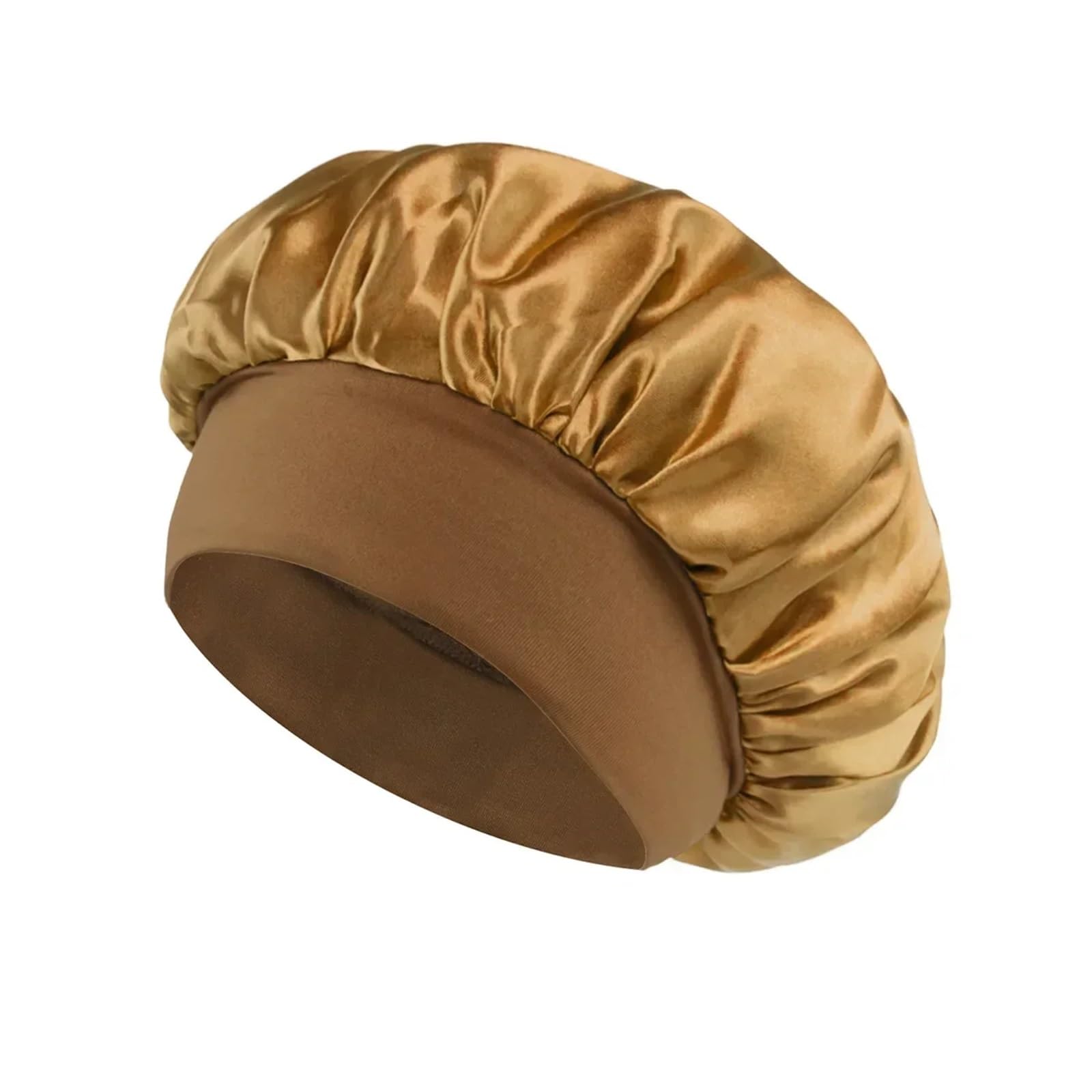 Gorro De Seda Gorro de satén for Mujer, Gorro for el Pelo for Dormir, Gorros de Seda for el Cuidado del Cabello, Gorro for Dormir Liso de ala Ancha con Banda elástica Suave(Yellow)