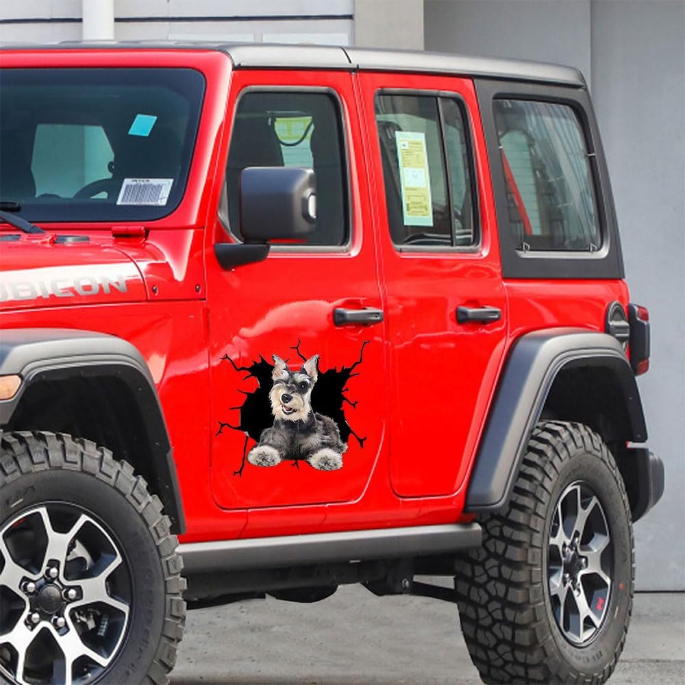 Funny Schnauzer Window Car Sticker,11.8x11.8in 3D Vinyl Waterproof Pet Auto Decals,for Wall Laptop Car Window Truck Bumper Refrigerator - Image 3