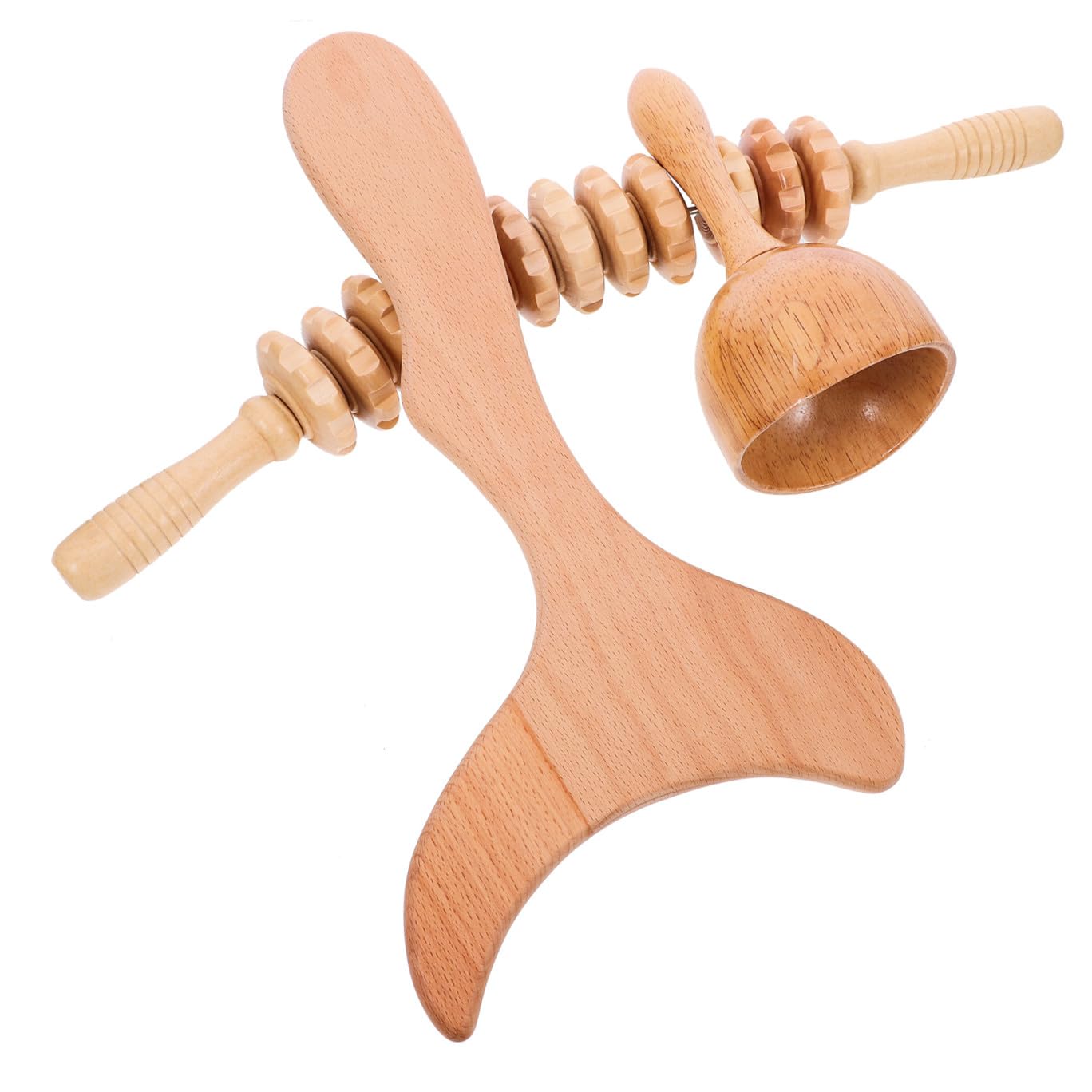 COLLBATH Holz Massagegerät 3-in-1 Mit Glatter Hautfreundlicher Oberfläche Und Gua Sha Roller Für Manuelle Massage Von Rücken Und Taille Unterwegs