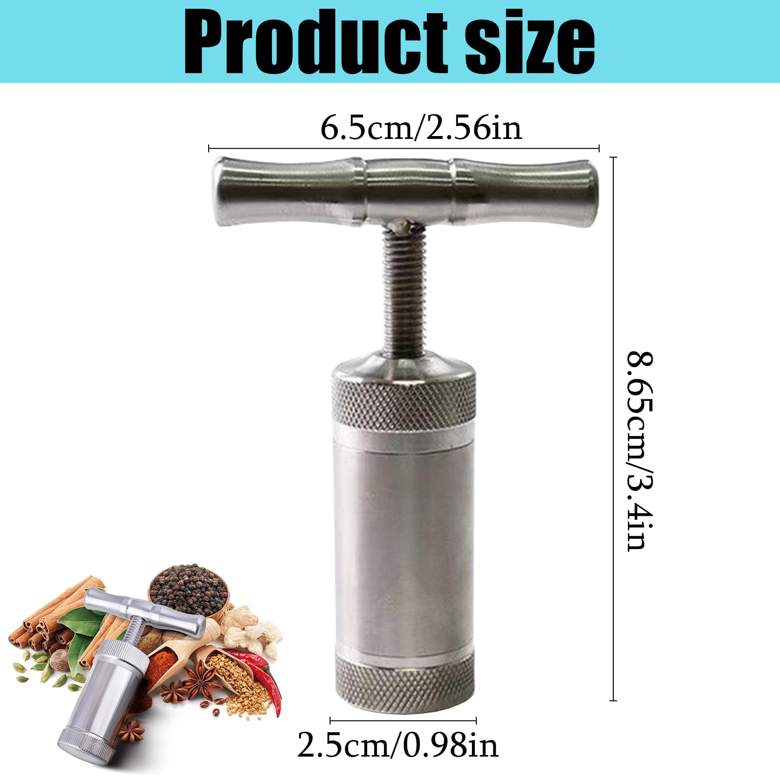 Pressa Polline Pressa Polline Portatile Pressa Polline Rimovibile Pressa Polline Di Pepe Pressa Polline Di Vaniglia Pressa Polline Manuale In Lega Di Alluminio Per Erbe Spezie Polline Di Pepe (Argento