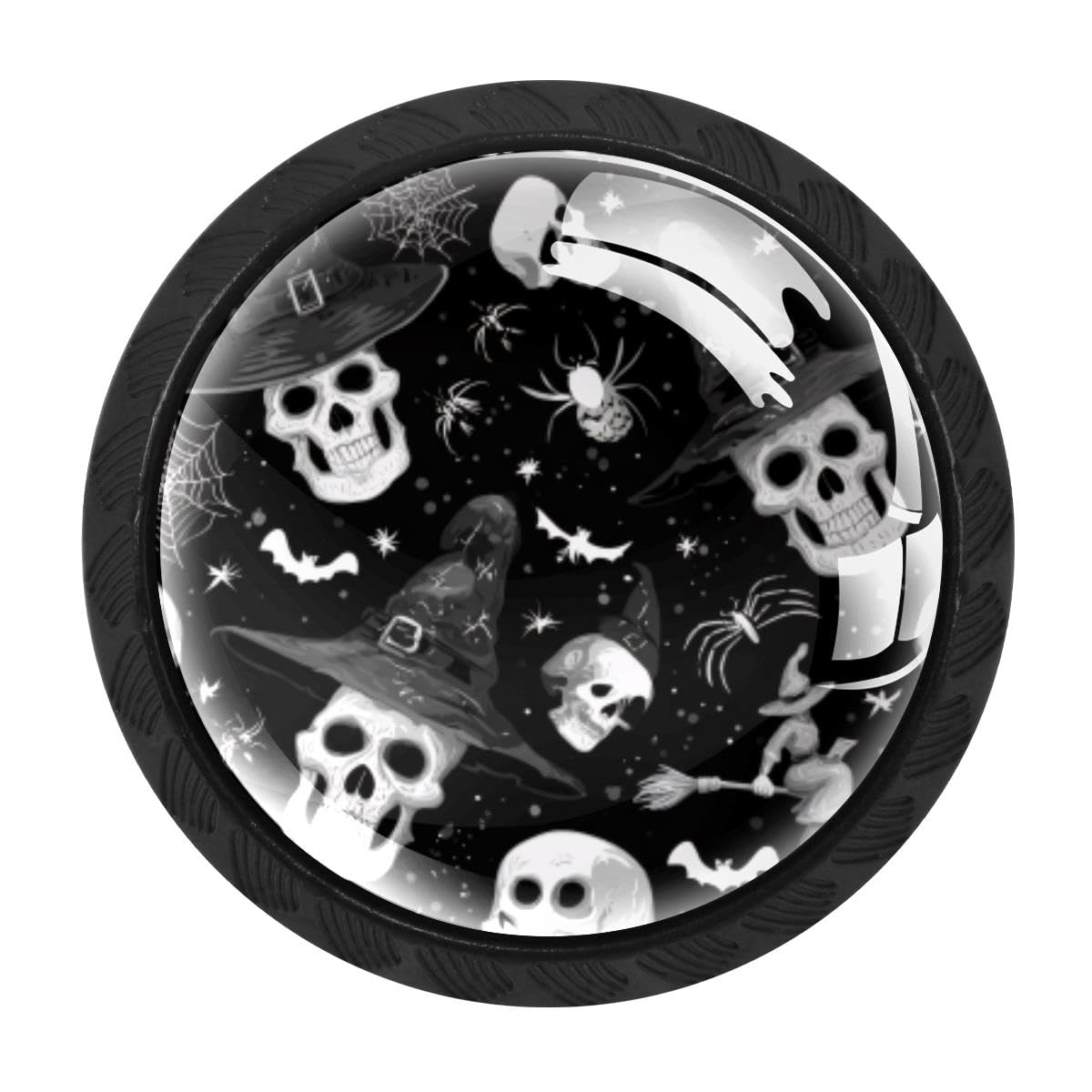HEOEH 4 PCS Cabinet Knobs, Witch Skull Spider Drawer Knobs Dresser Handles