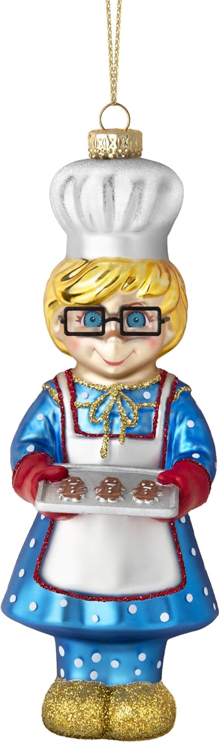 The Ashton-Drake Galleries Mrs. Beasley Glass Ornament Collection, Hand-Painted, 5.5 Inches, Family Affair TV Series (Mrs. Beasley Ornament Set)
