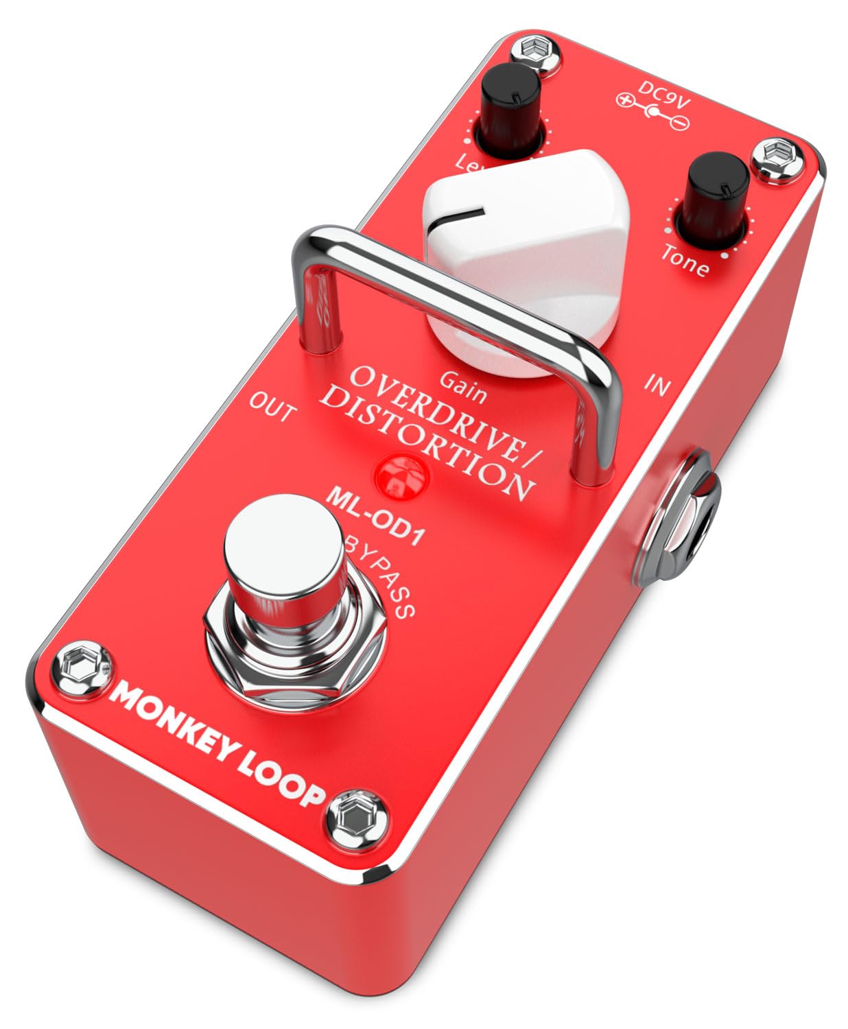 Monkey Loop ML-OD1 - Guitar Overdrive Effects Pedal - Precise Tone and Gain Control - Signal Quality with True Bypass - Current Consumption 5.7 mA (DC 9V)
