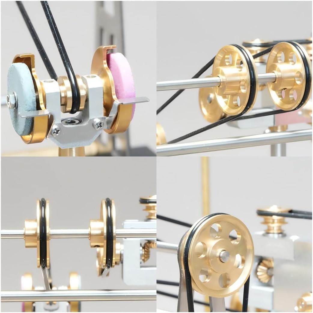 RETROL GF-01 Kit de modélisme d'atelier mécanique, 27 pièces, système de transmission fonctionnel avec poulies et courroies, atelier vintage steampunk pour modèles de moteur à vapeur SE-01/02/03