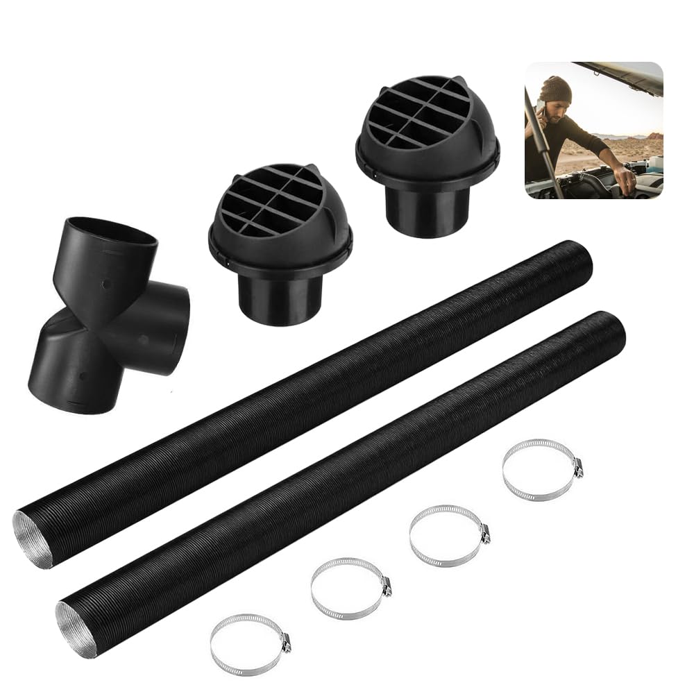 75mm Condotto del Tubo di Riscaldamento, Condotto per Tubo T Pezzo Uscita Aria Calda Presa per Tubi di Sfiato Set, per Riscaldatore di Parcheggio Webasto Eberspacher
