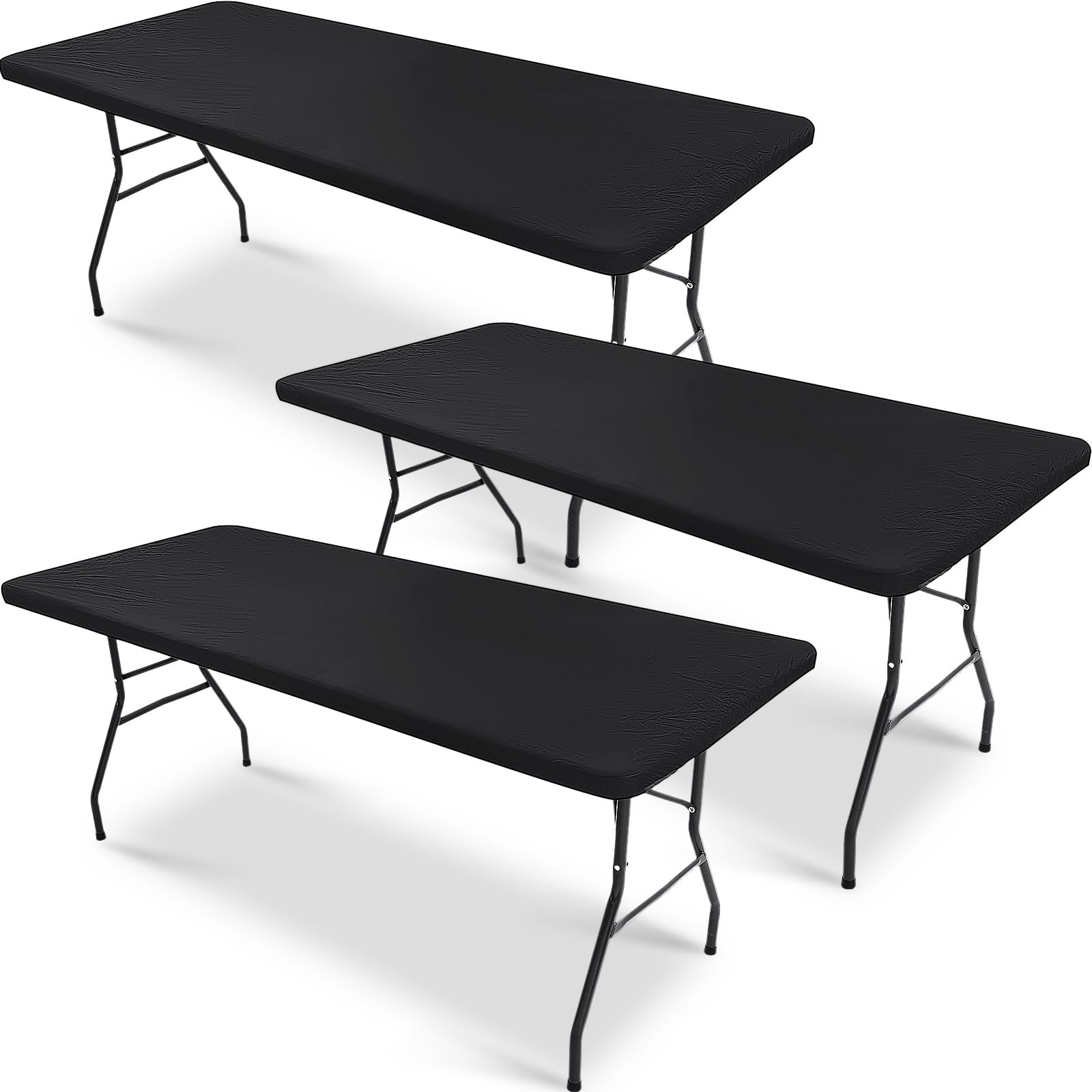 Oudain 3 Pcs Plastic Picnic Table Cover Checkered Tablecloth Fitted Rectangular Table Cloth 30 x 72 Inch Vinyl Waterproof Flannel Backed with Elastic