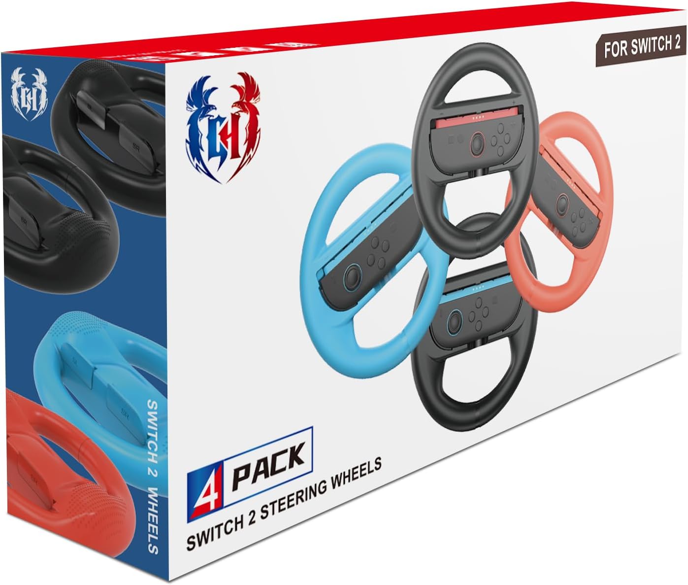 GH 4 Pack Switch 2 Steering Wheel for Nintendo Switch 2 Mario Kart World