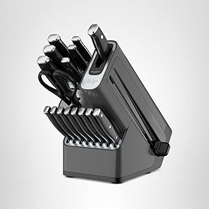 Ninja K32017 Foodi NeverDull Premium Knife System, 17 Piece Knife Block Set with Built-in Sharpener, German Stainless Steel Knives, Black
