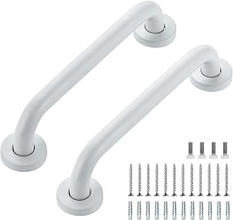 Grab Bars for Shower, 2 Pack 12-Inch Anti Slip Shower Handles for Elderly, Safety Shower Grab Bar, Stainless Steel Handicap Grab Bars for Bathroom (White 1" Diameter)