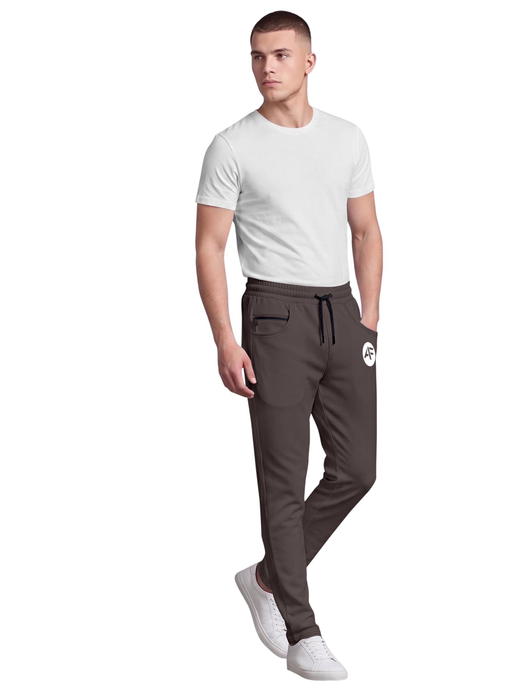 Men's Black Track Pants for Gym, Running, Jogging, Sports, Workout, Casual Wear | Regular Fit | Drawstring Elastic Waist | Zip Pockets | Soft Breathable Fabric | Lightweight Activewear Lower-image-17