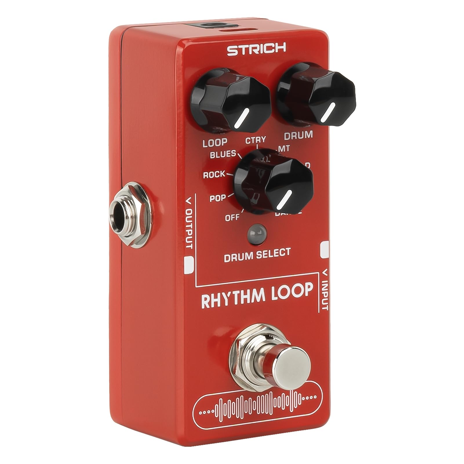 Rhythm Loop Guitar Pedal, STRICH SL-03 Looper for Electric Guitar Bass, 360s Phrase Looper (Unlimited Overdubs) + 8 Rhythm Drum Kits (4/4 Auto-Tempo), True Bypass (Red)