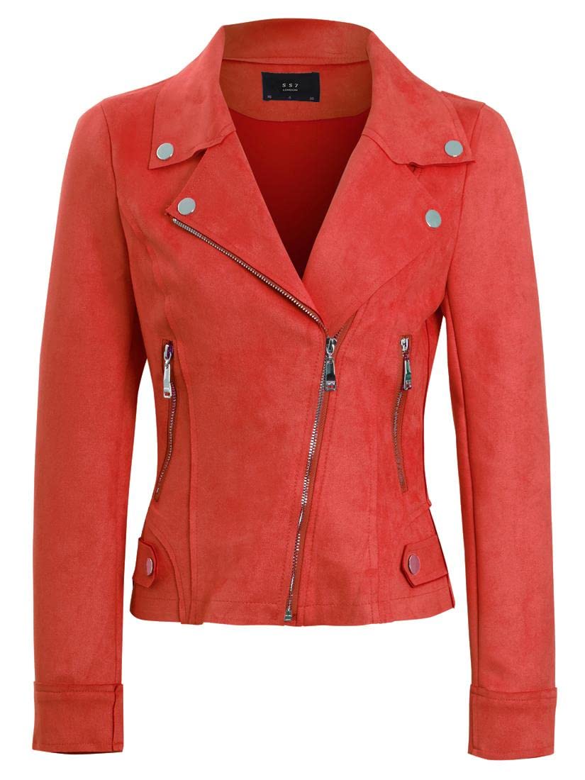 Ss7 Women's Coral Faux Suede Biker Jacket