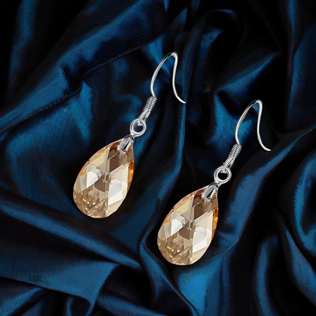 Teardrop Austrian Crystal Drop Dangle Earrings for Women 925 Sterling Silver Hook Hypoallergenic Jewelry - Image 5